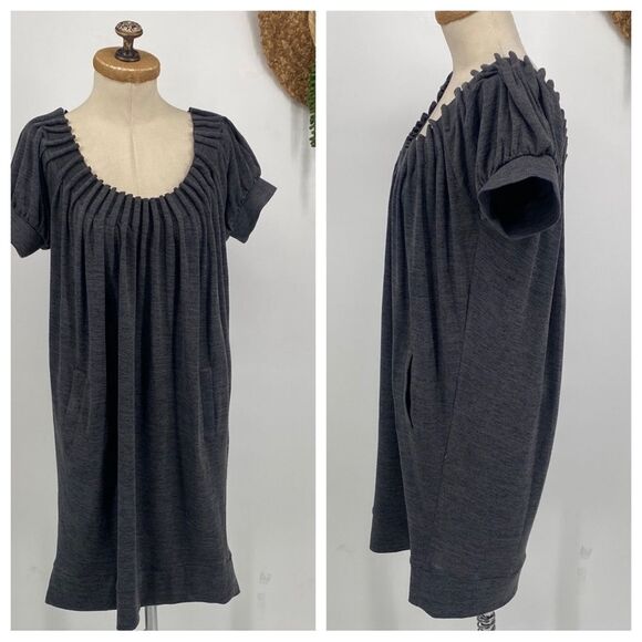Tiana B Jersey L Knit Short Sleeve Pullover Shift Dress Pockets Comfortable Grey - Picture 1 of 14
